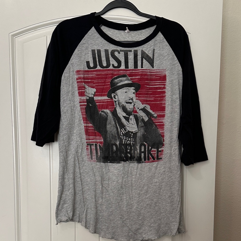 Justin Timberlake Graphic Long Sleeve Tee - Black and Gray